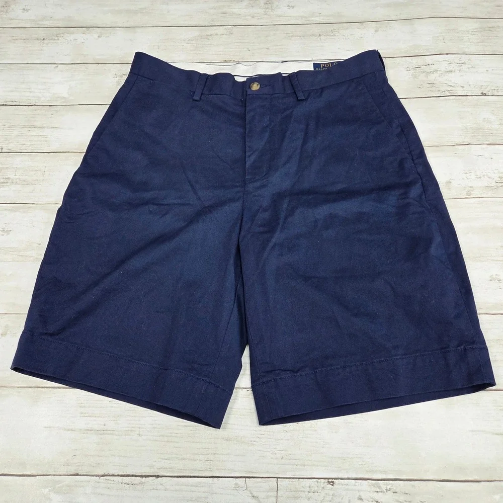 Polo Ralph Lauren Stretch Classic Fit Chino Shorts Men 30 Navy Blue Cotton Blend